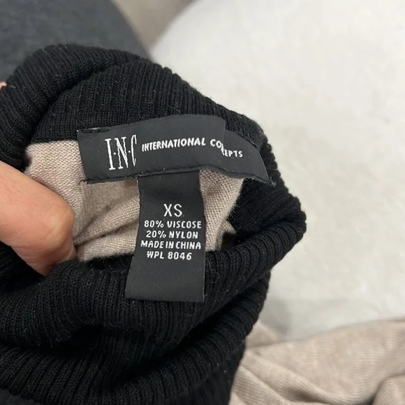 INC Sweater dress turtleneck Grey Black Taupe - Picture 5 of 5
